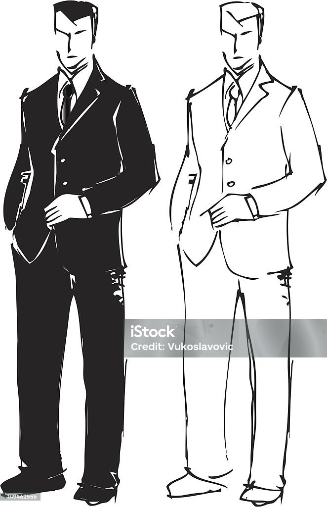 Sketch drawing of man in suit. Man in the suit, model sketch. Vector illustration. Men stock vector