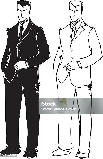 Sketch Drawing Of Man In Suit Stock Illustration - Download Image Now - Men, Fashion, Suit