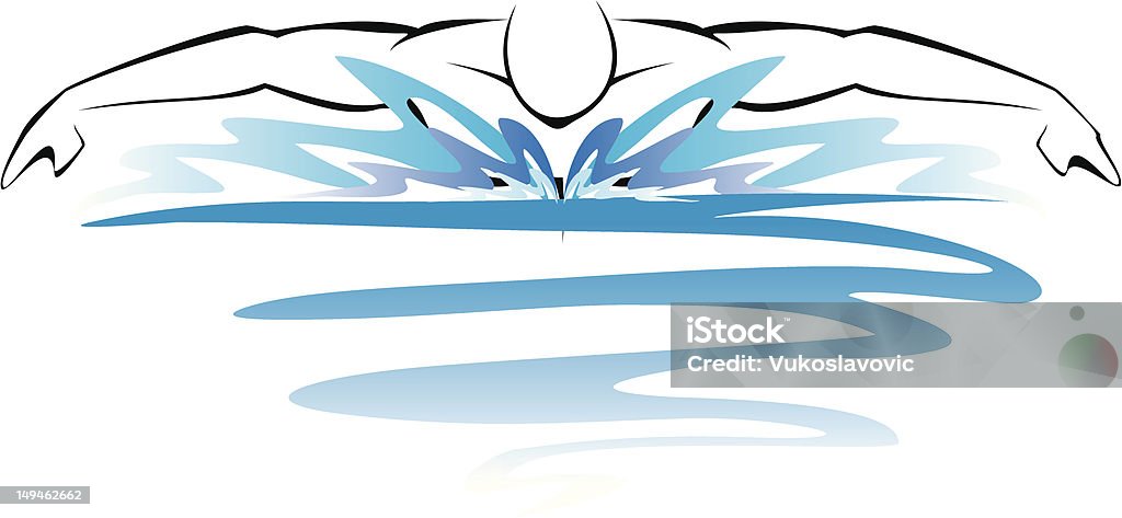 Swimmer Man swimming butterfly style, vector illustration. Swimming stock vector
