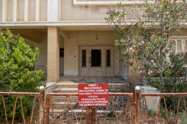Abandoned buildings in the ghost city of Varosha. Famagusta, Turkish Republic of Northern Cyprus.