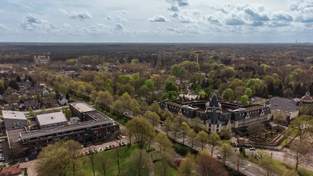 A Bird's Eye View of Efteling Amusement Park in the Netherlands on a Cloudy Day