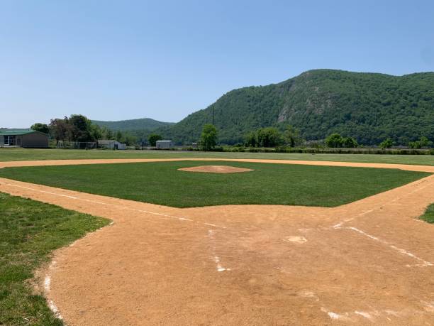 Baseball Field With Mountains stock photo