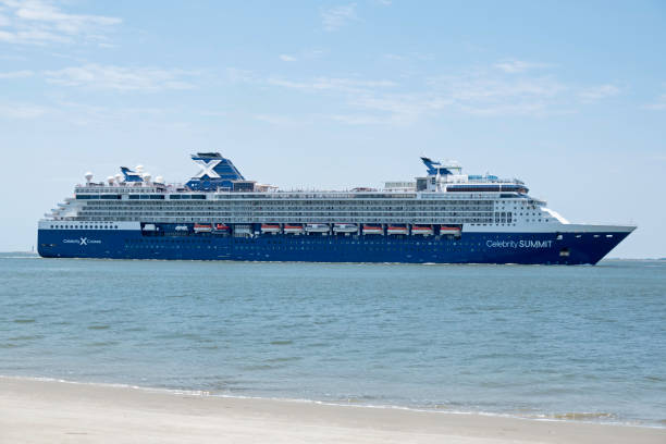 Celebrity Summit Charleston, SC, USA - May 30, 2023: Summit, a 294-meter passenger ship with a capacity of 2158 passengers owned by Celebrity Cruises and flagged to Malta,
sails into Charleston Harbor. carnival sunshine stock pictures, royalty-free photos & images