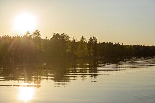 Early summer evening at Finnish lake