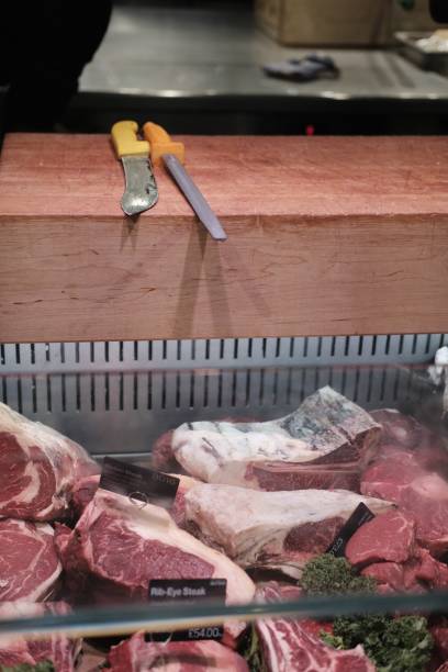 istock Thick cuts of beef at butcher store 1494638670