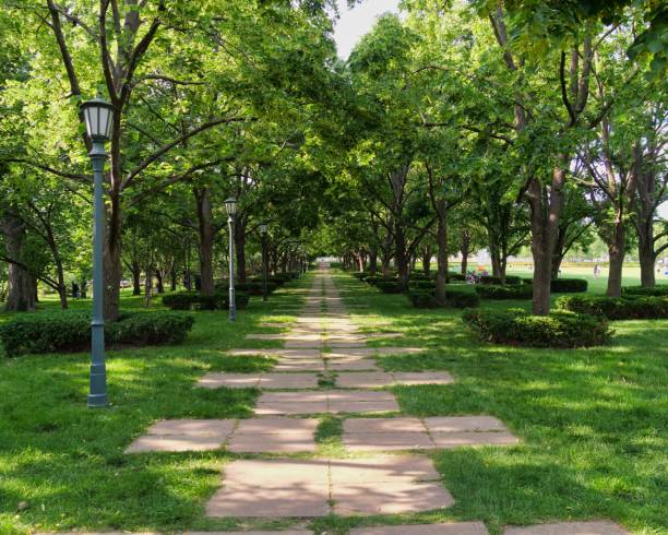 Kansas City, Missouri - May 29, 2023: Scenic Walking Path to the Nelson-Atkins Museum of Art