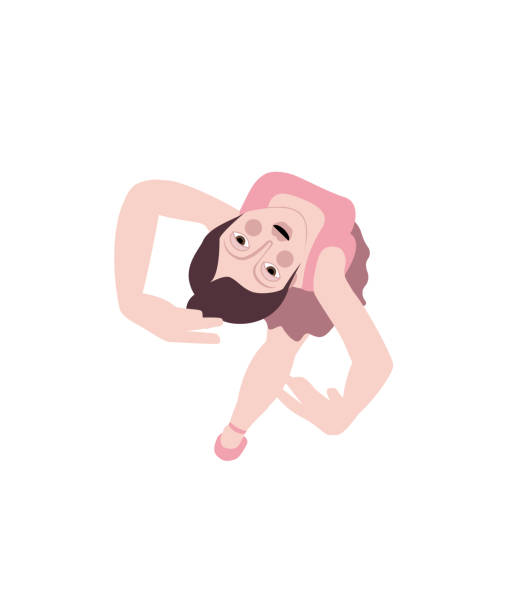 illustrations, cliparts, dessins animés et icônes de ballerine féminine dansant, levant les yeux, vue surfacique - twisting arm