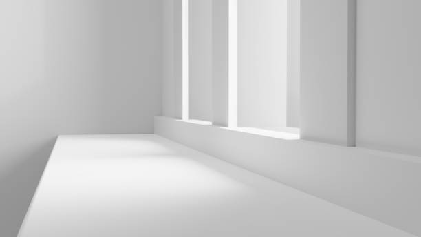 istock Podium white background table stage with sunlight and shadows for products design and cosmetics 1494642303