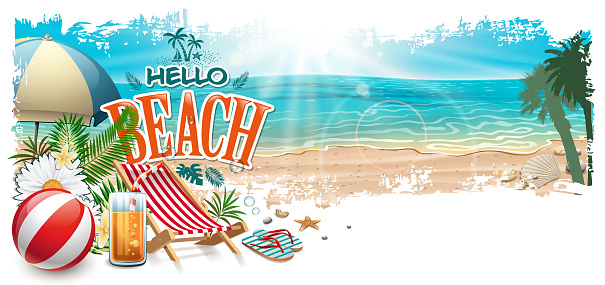 Drawn of vector weekend  beach banner. This file of transparent and created by illustrator CS6