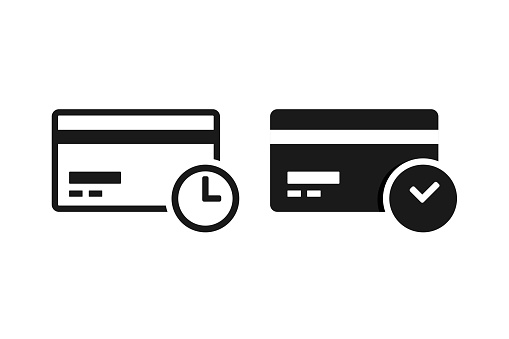 Credit card time icon. Illustration vector