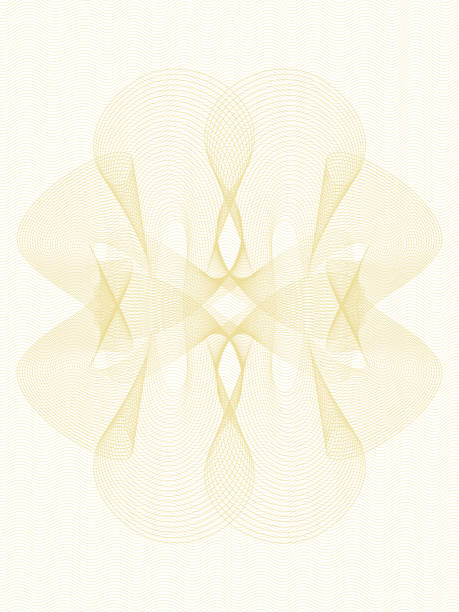 istock Golden floral guilloche. Elegant watermark, zigzag pattern. Line art design. Vector abstract background, thin curves. Empty template for blank, certificate, diploma, passport, gift voucher. A4 page. EPS10 illustration 1494643890