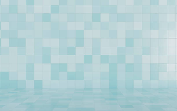 istock Mint tile wall and floor texture background. Colored mosaic. Simple design with vintage style. Empty space for your design. 3d rendering illustration. 1494644679