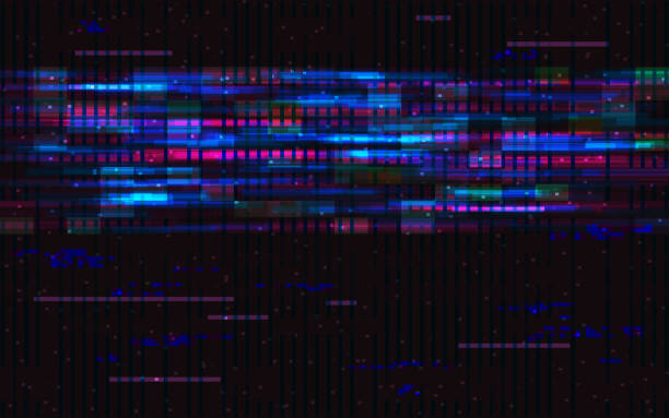 istock Glitch digital texture. Dark cyberpunk distortion effect. Futuristic video error. No signal template. Bright random horizontal lines. Dynamic pixel mosaic. Vector illustration 1494646462