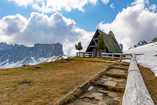 Small high mountain cabin in the Italian Alps
