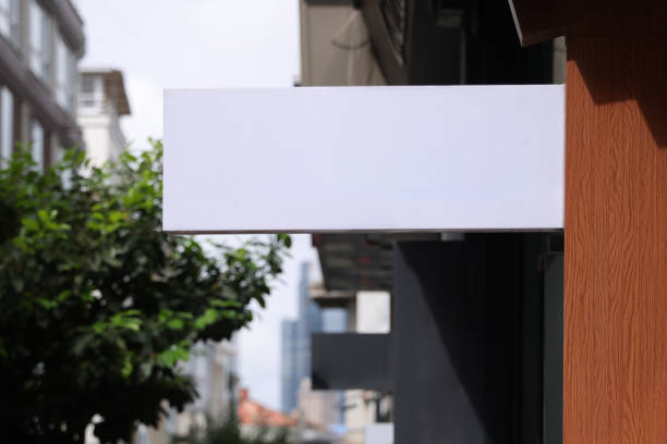 Blank white outdoor rectangle signage mockup
