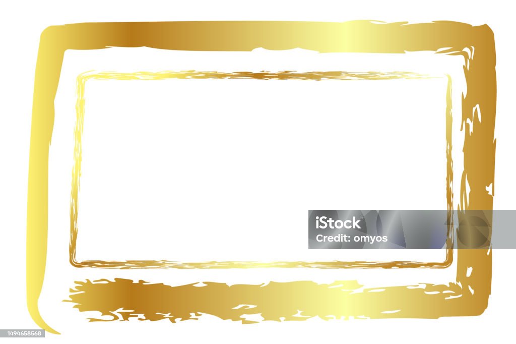 Fine Gold Line Rectangular Frame Vector Simple Double Line Rectangle Frame From Gold Golden Crayon At ...