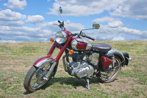 istock Old motorcycle on the field 1494661865
