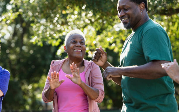 istock Senior African-American woman enjoying exercise class 1494661898