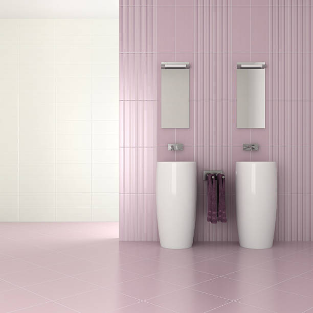 istock purple modern bathroom with double basin 149466286