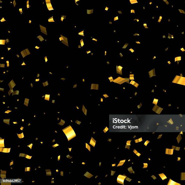 Falling Gold Ribbons Falling Golden Cut Out Foil Ribbon Exploding Confetti Stock ...
