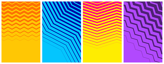 Set of abstract halftone curved lines backgrounds. Vector illustration.