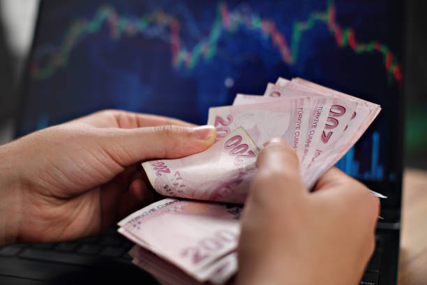istock Man hands counting turkish lira stock photo 1494665010