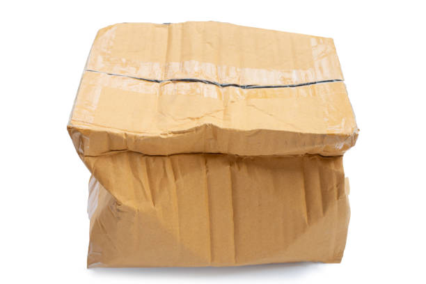 istock Damaged cardboard box on white background. 1494666770
