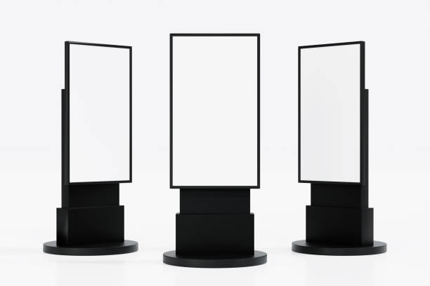 istock Blank mock up vertical billboard or LCD screen floor stand, 3D rendering. 1494666850