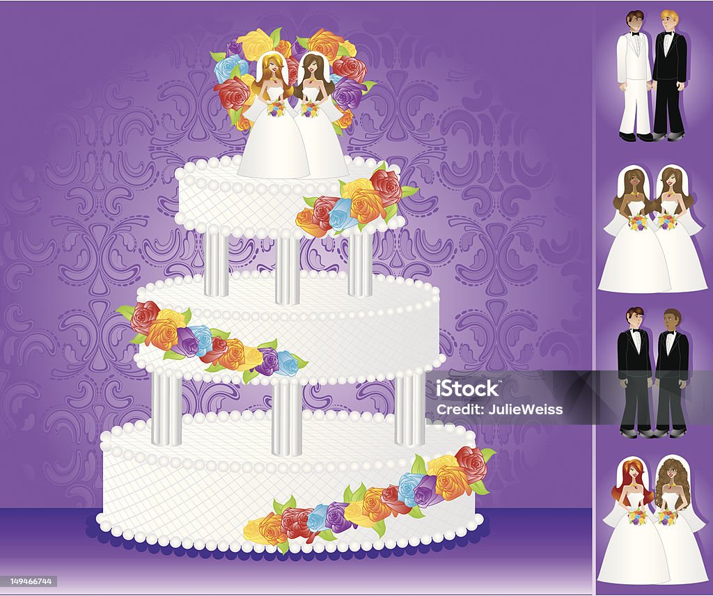 Гомосексуальность Свадебный торт - Векторная графика Гражданское партнёрство роялти-фри