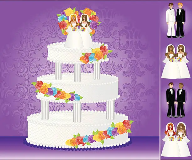 Vector illustration of Homosexual Wedding Cake