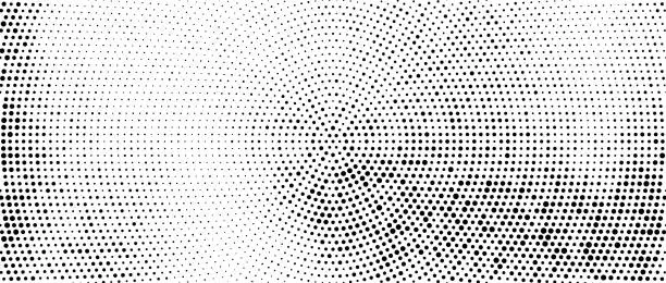 Vector illustration of Radial halftone dots. Spotted and dotted gradient background. Concentric stains texture with fading effect. Black and white rough wallpaper. Grunge monochrome geometric backdrop. Vector