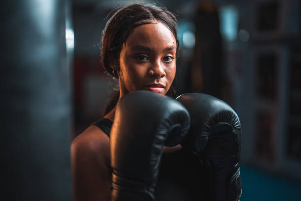 istock Fit Young Black Female In A Boxing Training 1494679150