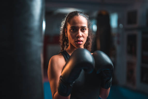 istock Confident Young Latin American Female Boxer 1494679151