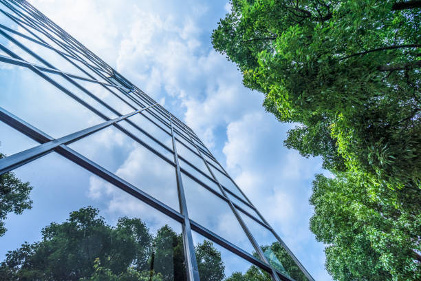 istock modern office building with green leaves 1494686721
