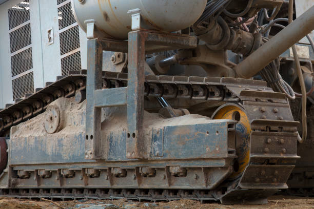 istock Powerful Hydraulic Drill for Construction Site Work Heavy Equipment Machine Close-up. 1494687869