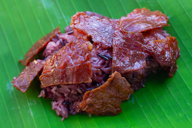 istock Black sticky rice with fried dried beef 1494688683