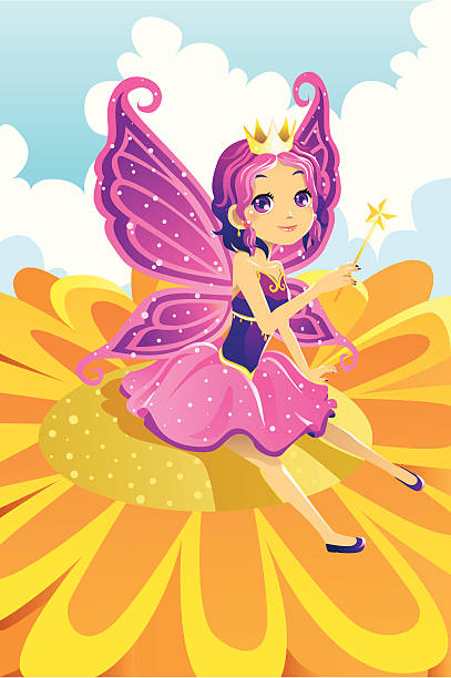 istock Illustration of a pinkish fairy sitting on a sunflower 149469161