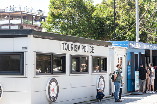 Picture of a police station of the Tourism police, in the european side of Istanbul, Turkey. The Tourism police is the unit in charge of protecting tourists in Istanbul and in Turkey.