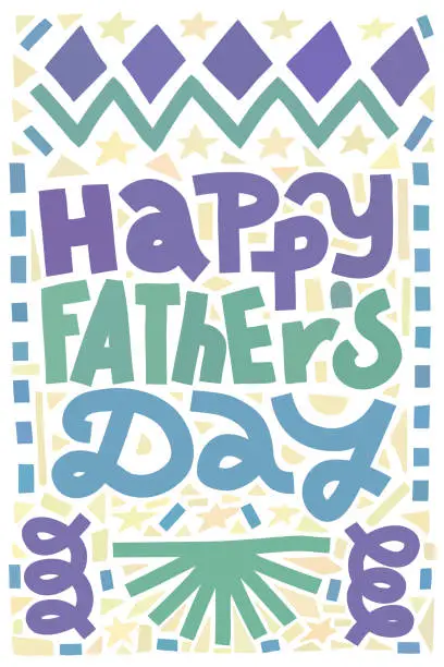 Vector illustration of Happy Fathers Day card. Vertical layout.