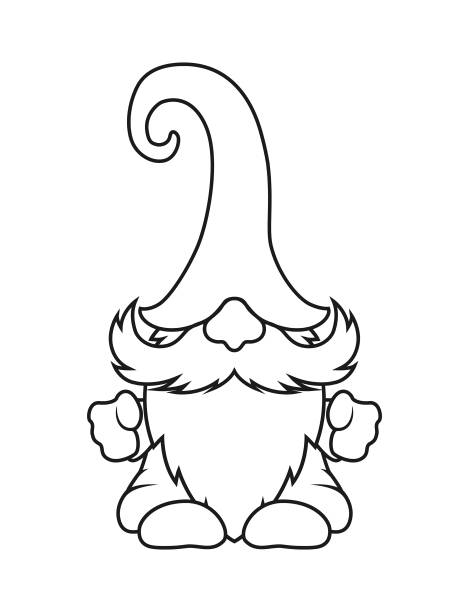 illustrations, cliparts, dessins animés et icônes de silhouette de contour de gnome - icône vectorielle découpée - gnome troll wizard dwarf