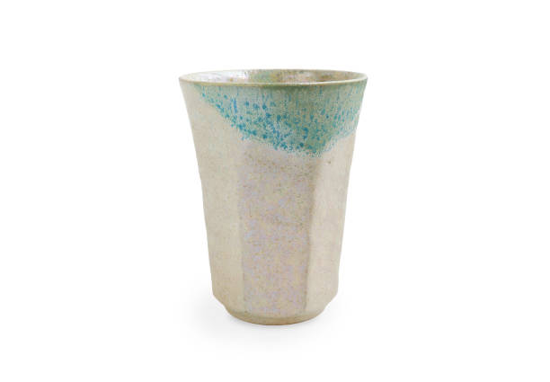 istock Empty handmade ceramic cup, antique tea cup on a white background with clipping path. handcraft concept. 1494700669