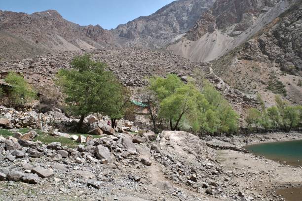 The Fann Mountains  in western region of Tajikistan stock photo