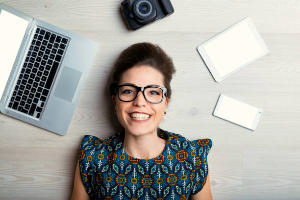 istock Tech-surrounded woman represents image culture 1494701106