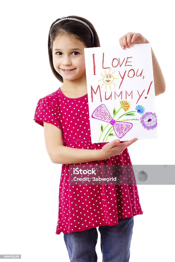Rapariga com desenho para o GMU - Royalty-free Caneta de Feltro Foto de stock