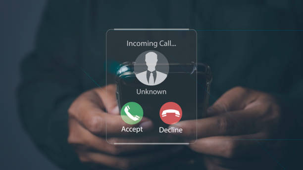 istock Man answering to incoming from an unknown caller. Phone call from unknown number 1494703695