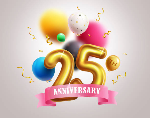 istock 25th anniversary vector design. Anniversary twenty fifth year in metallic gold balloons for party and events decoration. 1494706836