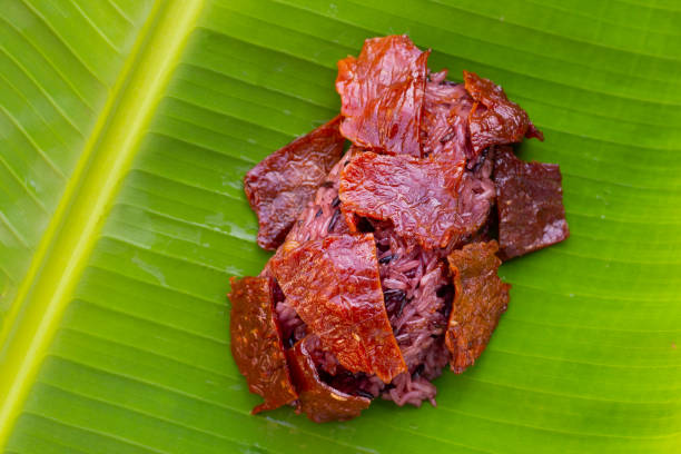 istock Black sticky rice with fried dried beef 1494709957