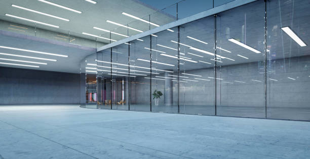 istock 3d Modern glass facade shop lot exterior 1494710926