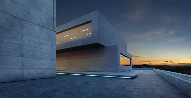 istock 3d Perspective view of empty floor with modern building exterior 1494710970