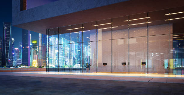 istock 3d Modern glass facade shoplot exterior 1494710979
